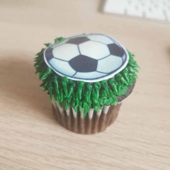 Soccer Themed Cupcake Toppers - Green and Black - Picture 1 of 1